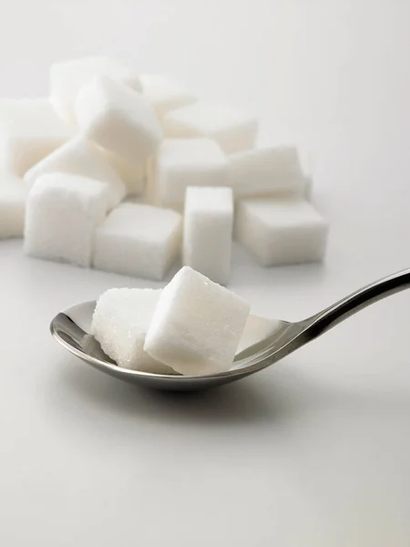 Close View Sugar Cubes Grey Background — Stock Photo, Image