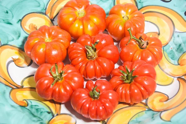 Närbild Färska Mogna Ekologiska Tomater — Stockfoto