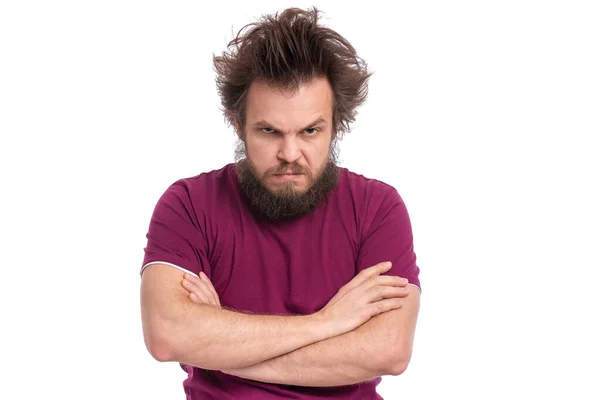 Crazy Bearded Man Emotions Signs — Stock Photo, Image