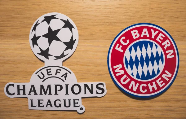 Emblems European Football Clubs Close View — Stock Photo, Image