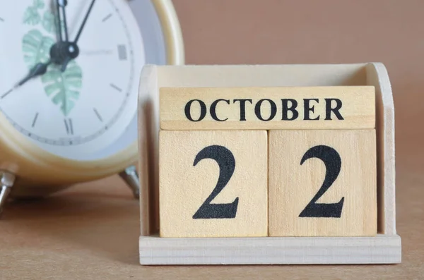 Ξύλινο Ημερολόγιο Μήνα Οκτώβριο Σχεδιασμός Έννοια — Φωτογραφία Αρχείου
