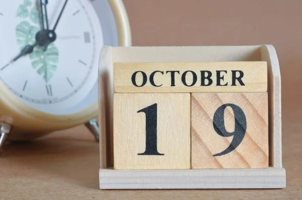 Ξύλινο Ημερολόγιο Μήνα Οκτώβριο Σχεδιασμός Έννοια — Φωτογραφία Αρχείου