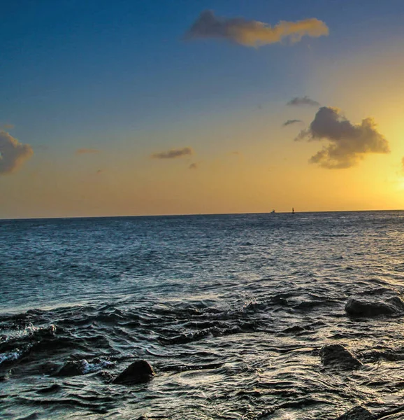 Piękne Zdjęcia Aruby Zachód Słońca Nad Morzem — Zdjęcie stockowe