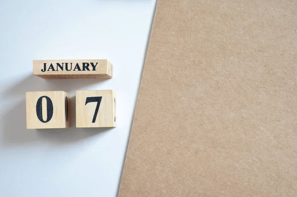 stock image wooden calendar with month of January, planning concept