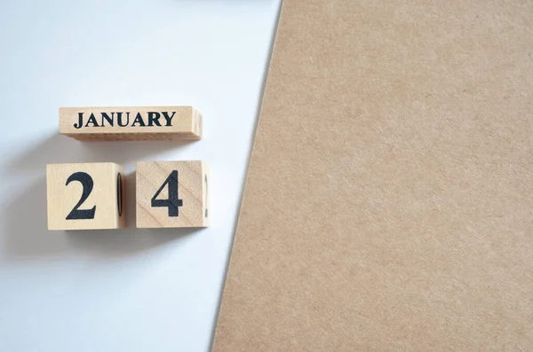 stock image wooden calendar with month of January, planning concept
