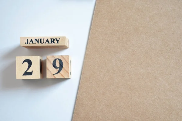 Calendario Madera Con Mes Enero Concepto Planificación — Foto de Stock