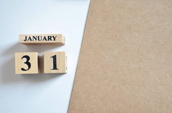 Trä Kalender Med Januari Månad Planering Koncept — Stockfoto