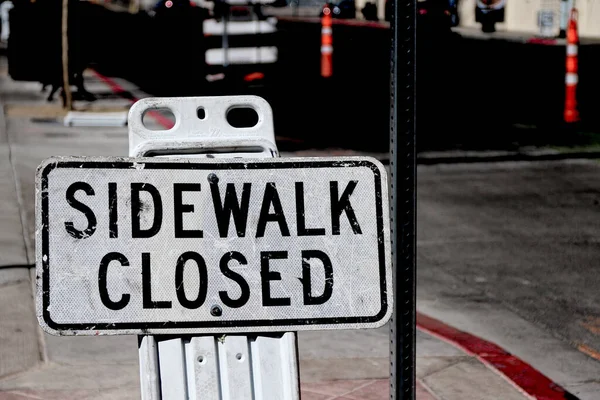 Sidewalk Closed Sign Board Closing Sidewalk — Stock Photo, Image