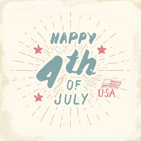 独立日快乐 7月4日 Usa 美国庆祝 美国假日格格纹理复古设计向量插图 — 图库照片