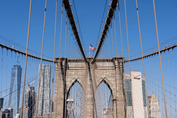 New York Ünlü Brooklyn Köprüsü — Stok fotoğraf