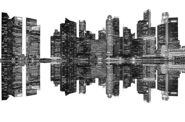 Merkezi Binalarının Manzarası Singapur Simgeleri Siyah Beyaz — Stok fotoğraf