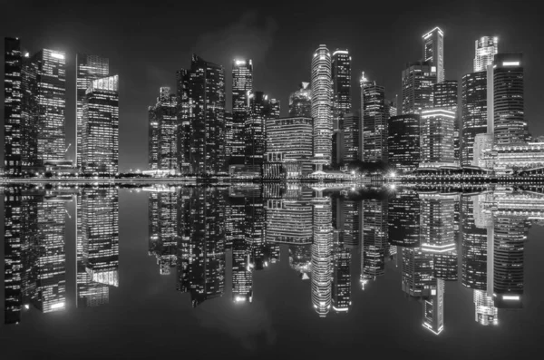 Vista Edifici Commerciali Centrali Punti Riferimento Singapore Bianco Nero — Foto Stock