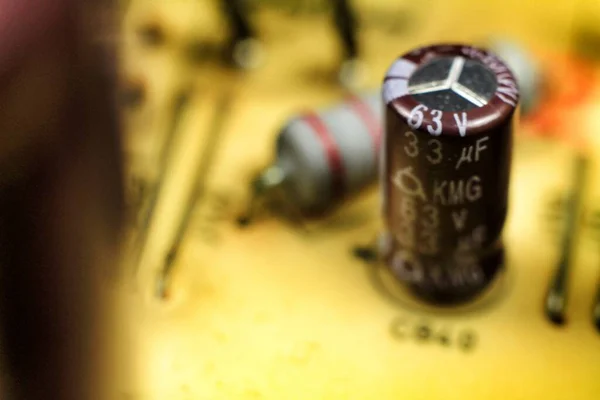 Capacitors Other Components Electronic Board — Stockfoto