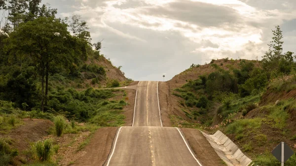 Beautiful Empty Rural Curve Asphalt Road Way — Stock Photo, Image