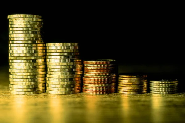Stack Gold Coins Dark Background — Stock Photo, Image