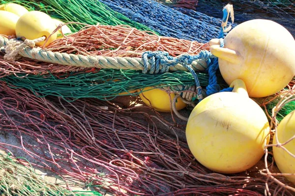 Fishing Nets Background Buoys Port — Stock Photo, Image