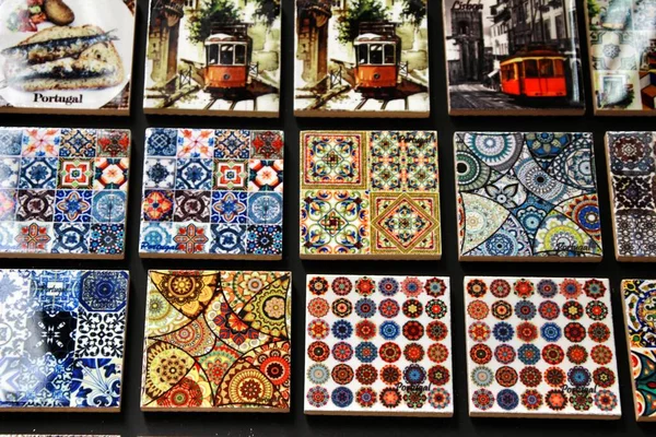 Fridge Souvenir Magnets Imitating Portuguese Tiles — Stok fotoğraf
