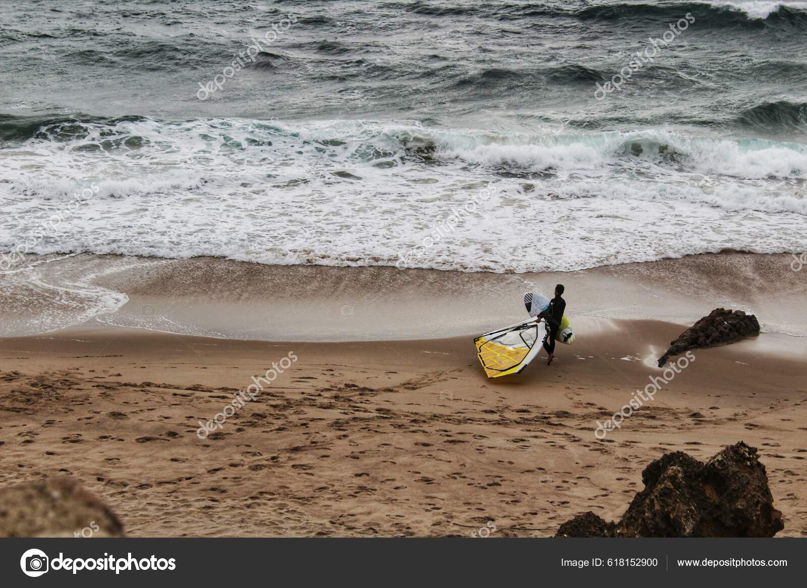 Surfers Guincho Beach Cloudy Sky Portugal Stock Editorial Photo © YAY