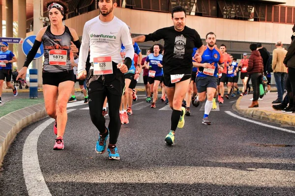 Santa Pola Espanha Janeiro 2019 Corredores Meia Maratona Vila Piscatória — Fotografia de Stock