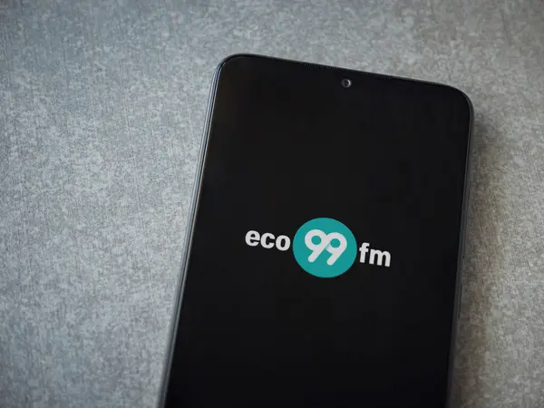 Экран Запуска Приложения Eco99Music Логотипом Дисплее — стоковое фото