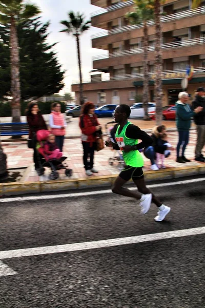 Santa Pola Spain January 2019 Runners Half Marathon Fishing Village — Stock Photo, Image