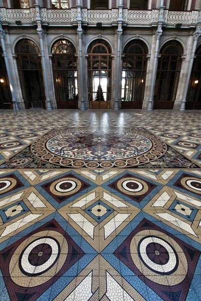 Cortile Centrale Pavimento Mosaico Del Palazzo Della Borsa — Foto Stock