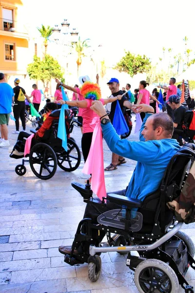 Pessoas Que Participam Atividades Para Dia Mundial Paralisia Cerebral — Fotografia de Stock