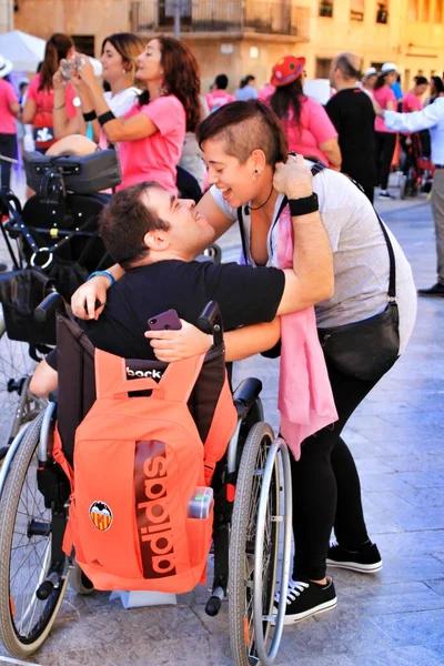 Persone Che Partecipano Attività Giornata Mondiale Della Paralisi Cerebrale — Foto Stock