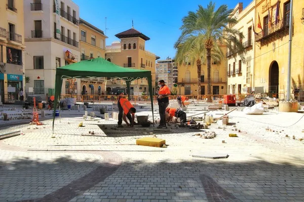Lavori Pedonalizzazione Nella Piazza Del Municipio — Foto Stock