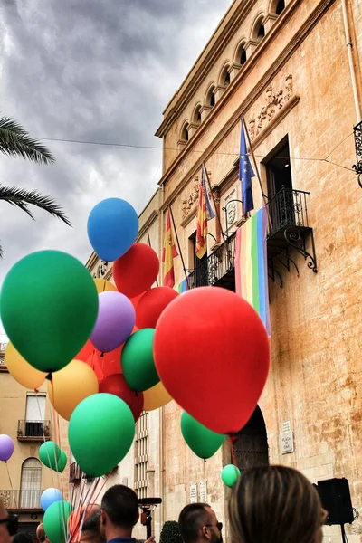 Balões Coloridos Decorando Prefeitura Para Dia Orgulho Gay Elche — Fotografia de Stock