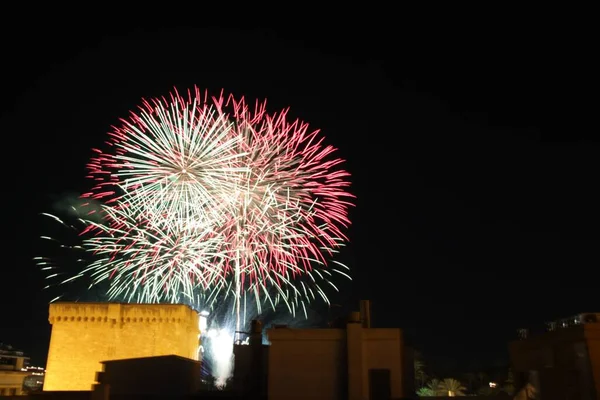 Feuerwerk Elche Zum Fest Nachthimmel Mit Explosion — Stockfoto