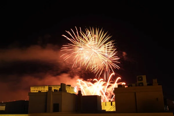 stock image Fireworks in Elche for the festival. night sky with explosion