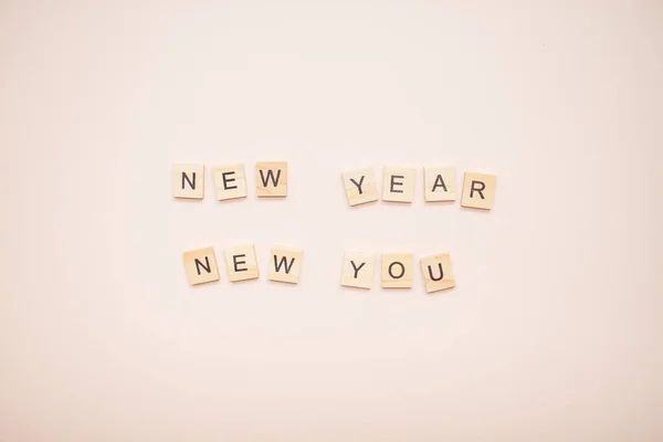 Inscription New Year New You Wooden Blocks — Stock Photo, Image