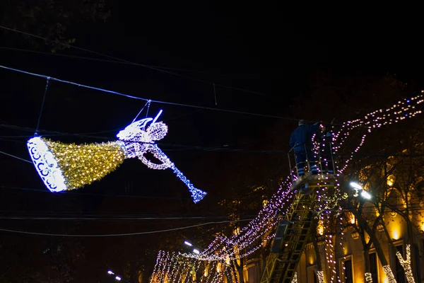 Christmas Lights Street Tbilisi Georgia — Stock Photo, Image
