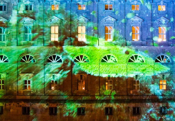 Festival Luz Berlim 2017 Sideshow Sobre Edifícios Marcos Luzes Coloridas — Fotografia de Stock