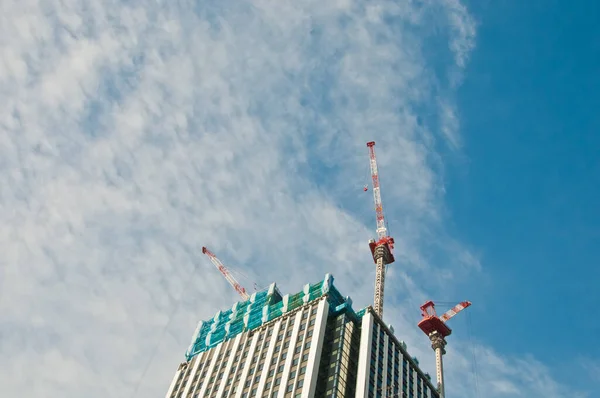 Underconstruction Building Progress Many Construction Cranes — Stock Photo, Image