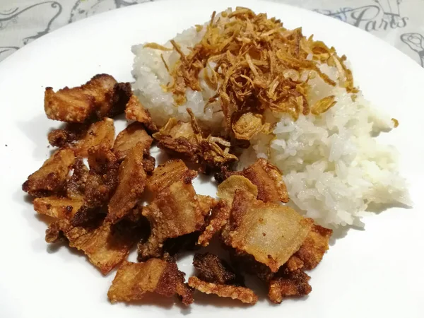 Crispy Deep Fried Prok Thai Style Sticky Rice — Stock Photo, Image