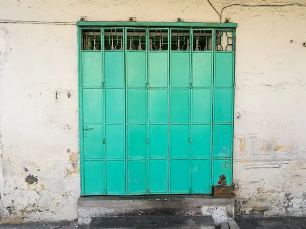 Porte Vintage Métal Vert Penang Malaisie — Photo