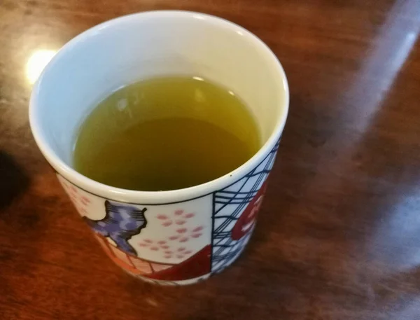Japanischer Matcha Starker Grüner Tee Auf Holztisch — Stockfoto