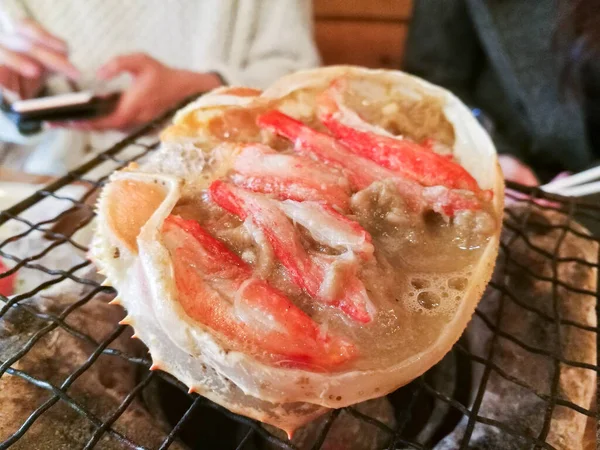 Japonais Kani Miso Crabe Viande Remuer Soupe Grillé Partie — Photo