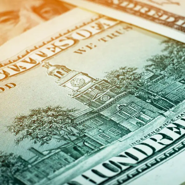 Großaufnahme Großer Dollarscheine Amerikanische Währung — Stockfoto