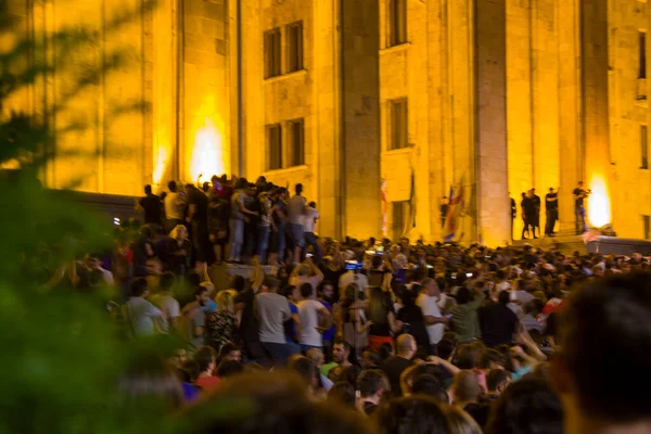 格鲁吉亚在议会前的抗议 也被称为Gavrilov Night或反政府抗议 2019年Saqartvelo抗议活动 — 图库照片