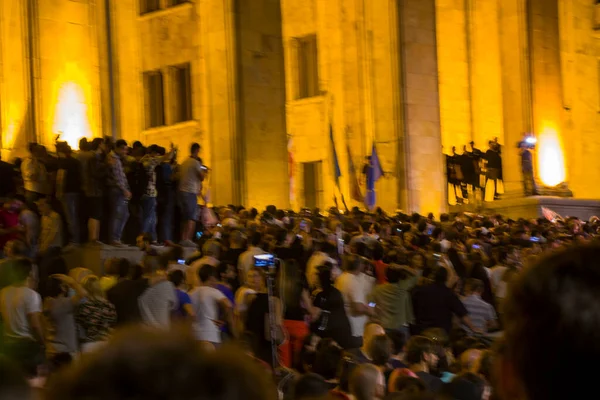 Gruzińskie Protesty Przed Parlamentem Znane Również Jako Noc Gawriłowa Lub — Zdjęcie stockowe