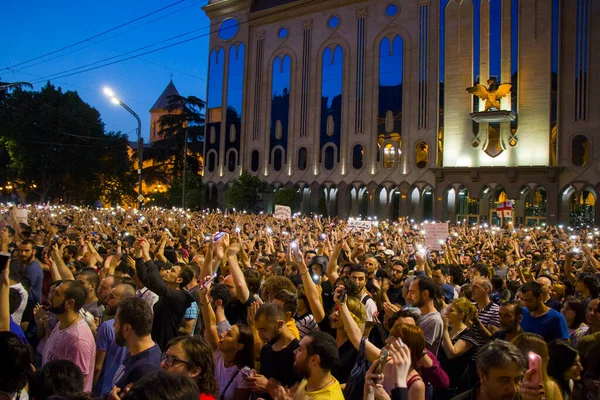 Protestas Georgianas Frente Parlamento También Conocidas Como Noche Gavrilov Protestas —  Fotos de Stock