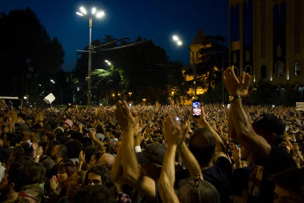 Protestos Georgianos Frente Parlamento Também Conhecido Como Noite Gavrilov Protestos — Fotografia de Stock