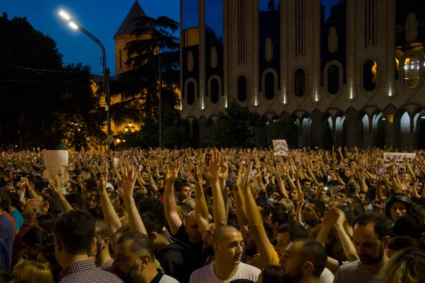 Gruzińskie Protesty Przed Parlamentem Znane Również Jako Noc Gawriłowa Lub — Zdjęcie stockowe