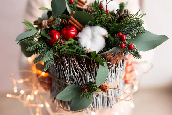 Barevná Vánoční Dekorace Zimní Dovolená Sezónní Zázemí — Stock fotografie