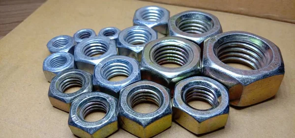 Iron Made Nuts Bolts Closeup — Stock Photo, Image