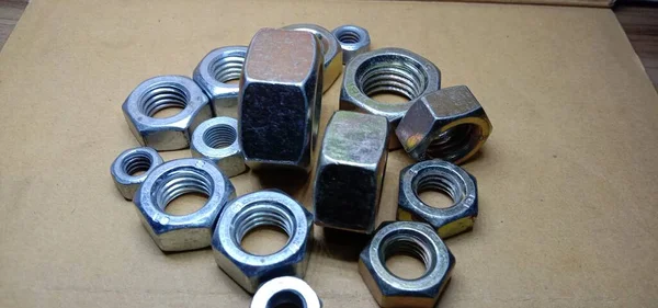 Iron Made Nuts Bolts Closeup — Stock Photo, Image