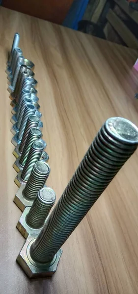 Eisen Gefertigte Schrauben Und Muttern Nahaufnahme — Stockfoto